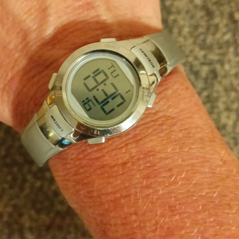 Armitron Silver Silicone Buckle Strap Digital Watch Slim Design